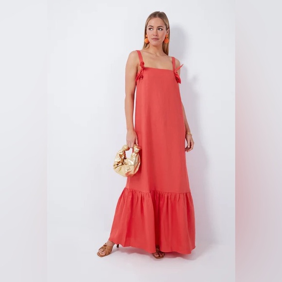 Adriana Degreas Dresses & Skirts - Adriana Degreas Cherry Bomb Red Solid Long Dress with Straps Size L